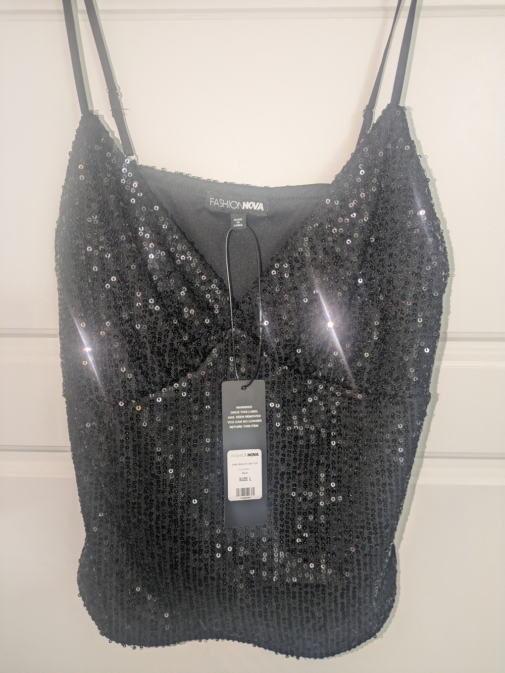 Black Sequin Cami Top - Women